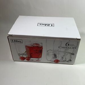Libbey 6 Piece Set Glass Chivalry Juice Cocktail Rocks Bar Glasses New